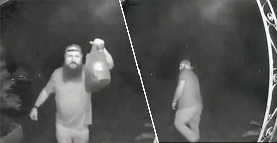 Siparişi Kapıya Bıraktıktan Sonra Kameraya Doğru Gaz Çıkartan Kurye