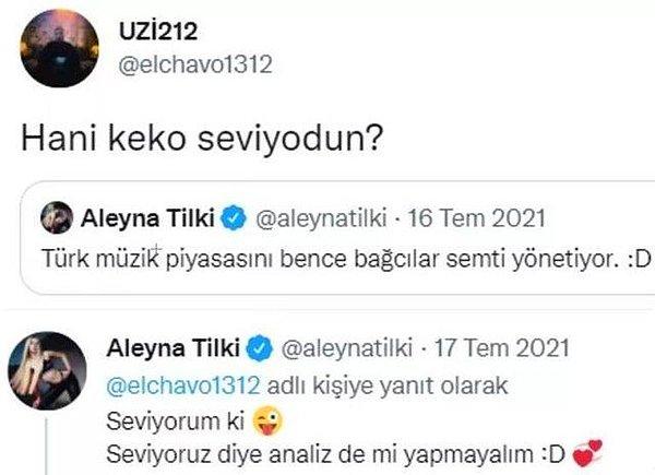 Hatta attığı "Türk müzik piyasasını bence Bağcılar semti yönetiyor." tweetine Uzi de "Hani keko seviyordun?" diyerek cevap vermişti.