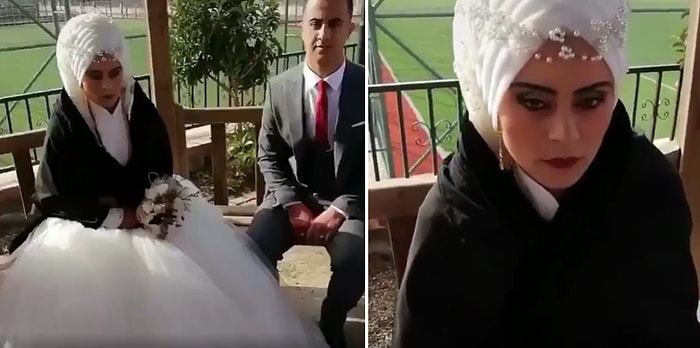 Dış Çekim İçin Halı Sahaya Götürülen Gelin ve Mutluluğu Yüzünden Okunan Anları