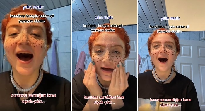 Turuncu Zennettiği Kına ile Kendisine Çil Yapmak İsteyen Gencin Dumura Uğradığı Anlar
