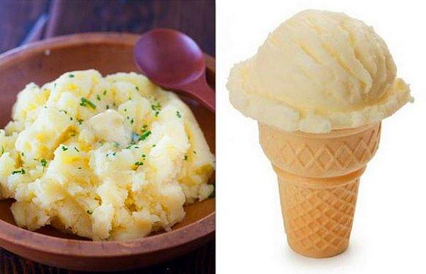 1. Görünüşe göre patates püreleri, hayalimizdeki dondurma görünümünü gayet iyi sağlıyor.