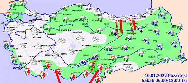 10 Ocak Pazartesi Hava Durumu