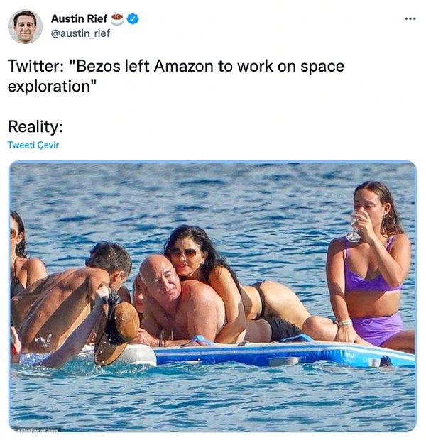 15. "Twitter: 'Bezos, uzay araştırmaları için Amazon'dan ayrıldı.'    /      Gerçek: "