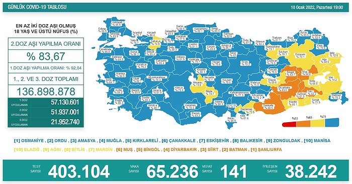 Günün Korona Tablosu Açıklandı: 141 Can Kaybı, 65 Bin 236 Yeni Vaka