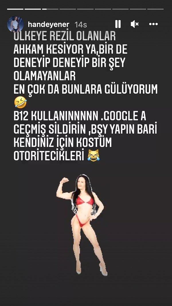 Ünlü şarkıcı Instagram hesabında yaptığı paylaşımda Yıldızhan'a "kostüm otoritecikleri" dedi.