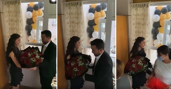 Kız İstemeye Giden Adamın, Kendisini Karşılayan Müstakbel Eşine Bi' Acayip Çiçek Verme Görüntüleri
