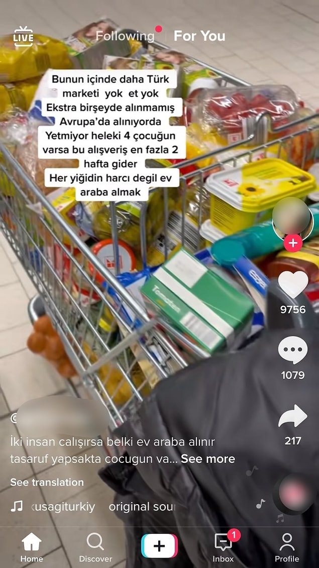 Ve ‘Bunun içinde daha Türk marketi yok, et yok. Ekstra bir şey de alınmamış.’