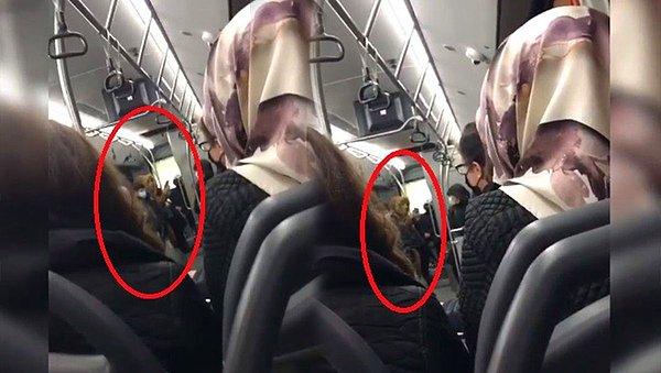 Otobüsü hareket ettirmeyen şoföre sinirlenen maskesiz kadın telefonuna sarılıp bir de "haklıymış" gibi şoförü şikayet etti.
