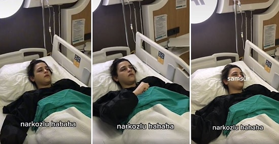 Ameliyattan Çıktıktan Sonra Narkoz Etkisi Devam Eden Kadın Doktora Parmak Arası Hareketi Çekti