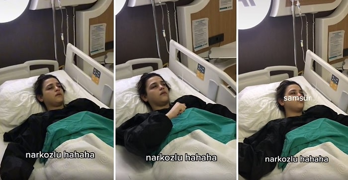 Ameliyattan Çıktıktan Sonra Narkoz Etkisi Devam Eden Kadın Doktora Parmak Arası Hareketi Çekti