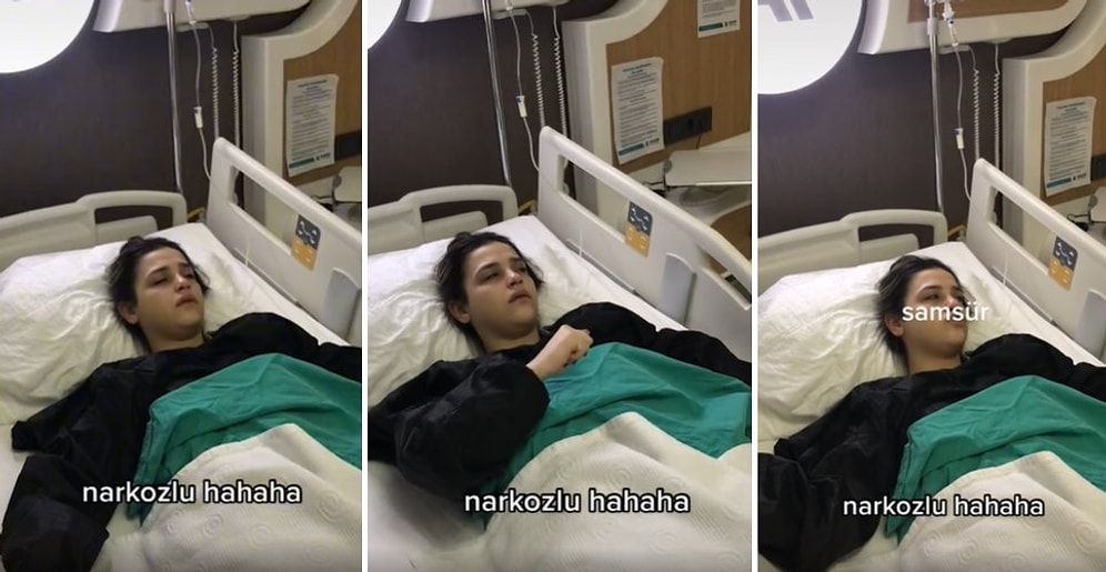 Ameliyattan Çıktıktan Sonra Narkoz Etkisi Devam Eden Kadın Doktora Parmak Arası Hareketi Çekti