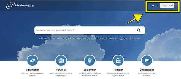 Yukarı sağ üst köşede bulunan ‘Giriş Yap’ butonuna tıklayarak,