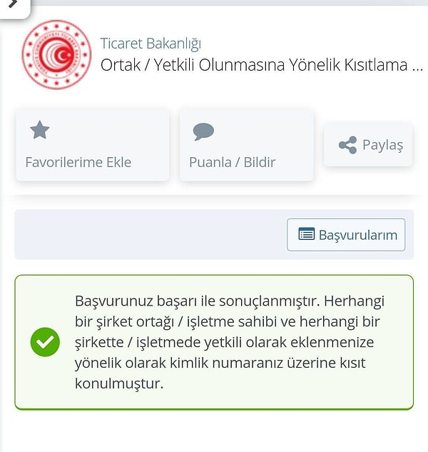 Başvurunuzu tamamladıktan sonra karşınıza böyle bir panel çıkması gerekli: