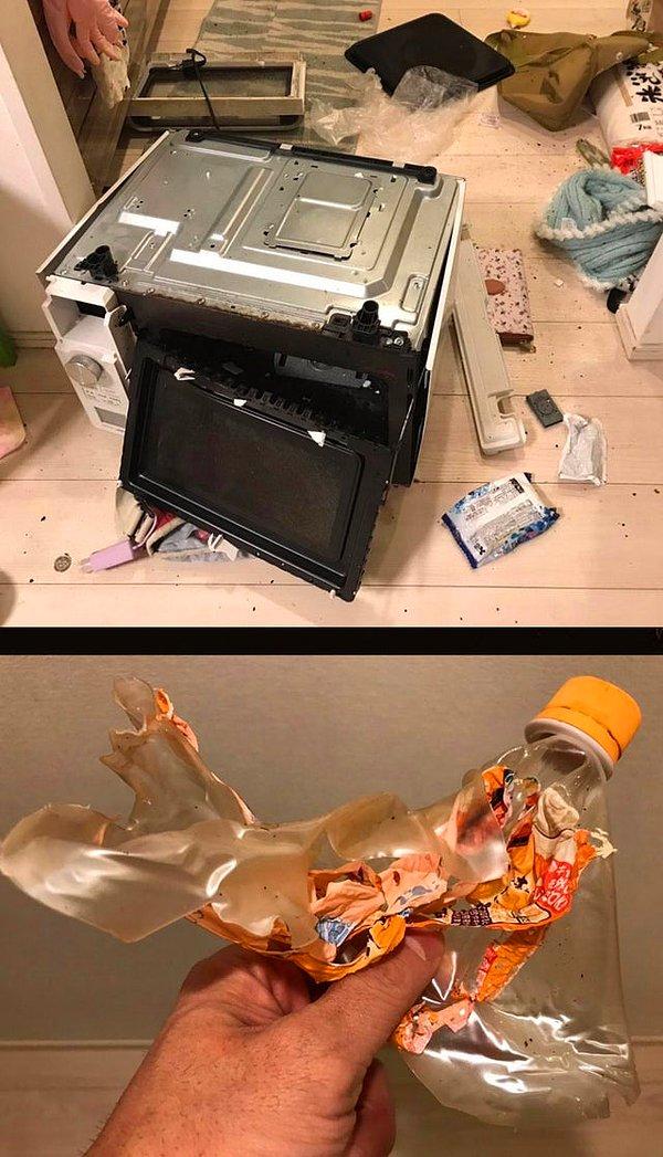 8. "Çocuklarım mikrodalgaya plastik şişe koymuş, patladı tabii ki."