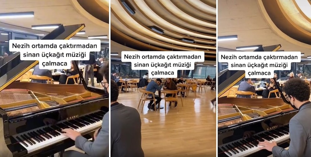 Piyanonun Başına Geçen Gencin Çaktırmadan 'Sinan-Üçkağıt Müziği' Çalarak İnsanları Troll'lediği Anlar