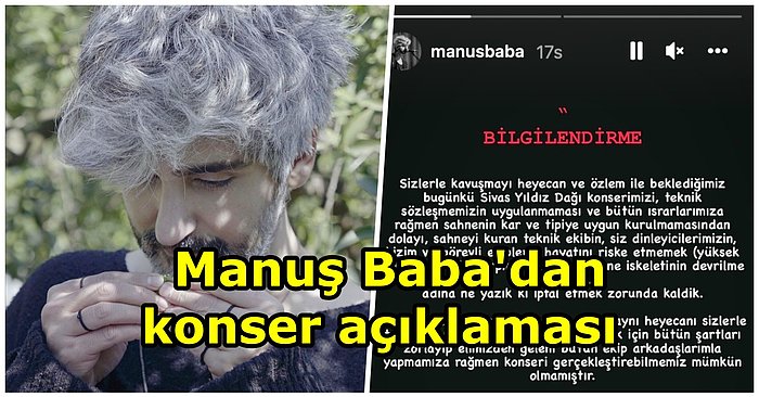 Soğuk Hava Sebebiyle Sahneye Çıkmayan Manuş Baba'dan Açıklama: "Hayatlarımızı Riske Etmemek İçin İptal Ettik"