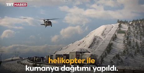 Gaziantep'te Saatlerdir TAG Otoyolu'nda Mahsur Kalan Vatandaşlara Helikopter ile Kumanya Dağıtıldı