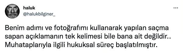 Haluk Bilginer de Twitter hesabından şöyle bir açıklama yapmış ve isyan etmiş:
