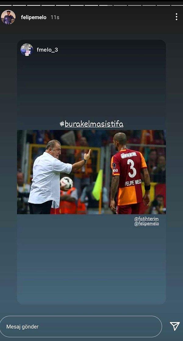 Instagram'da Galatasaray'ın bu gidişine isyan eden Brezilyalı yıldız, Fatih Terim ile olan fotoğrafına #burakelmasistifa yazarak yönetime tepki gösterdi