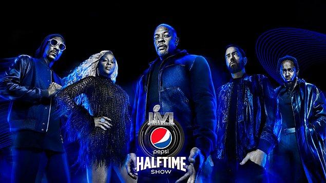 13 Şubat'ta gerçekleşecek olan Super Bowl'un devre arasında sahneye 'Kendrick Lamar, Dr. Dre, Mary J. Blige, Snoop Dogg ve Eminem' çıkacak...