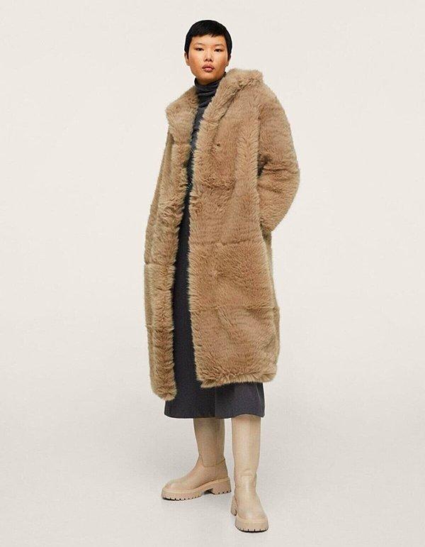 10. Tüm kış rahatlıkla kullanabileceğiniz suni kürk palto için;