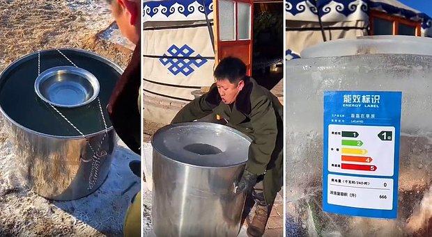 Moğolistan'da Kendi Doğal Buzdolabını Yapan Adamı İzlerken Adeta Hipnotize Olacaksınız!