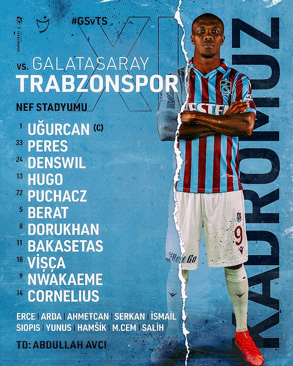 Trabzonspor'da Nwakaeme ilk 11'deki yerini aldı