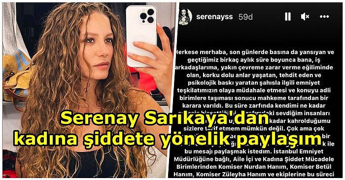 Evinin Önünde Saldırıya Uğrayan Serenay Sarıkaya Instagram Hesabında Kadına Şiddete Yönelik Paylaşımda Bulundu