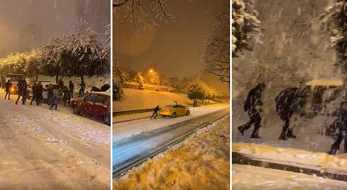 İstanbul'da Polis ile Vatandaşlar Kartopu Savaşı Yaptılar