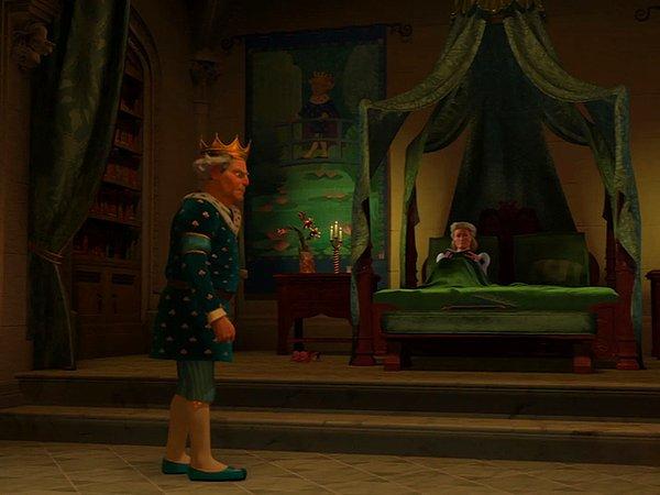 3. Shrek 2'de, Kral'ın yatak odası yeşil ve duvarda nilüfer desenli bir duvar kağıdı var.