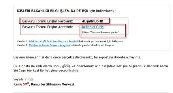 2. Kamu SM tarafından size iletilen e-postayı açtıktan sonra 'Kullanıcı Girişi' kısmına tıklayın.