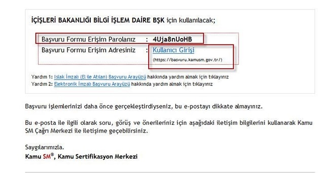 2. Kamu SM tarafından size iletilen e-postayı açtıktan sonra 'Kullanıcı Girişi' kısmına tıklayın.