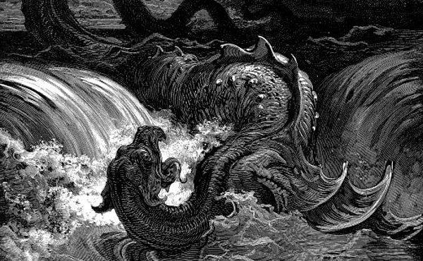 Eyüp Kitabı’nın 41. bölümünde ayrıntılı bir şekilde tasvir edilen dev canavar Livyatan da ejderhaya benzer.