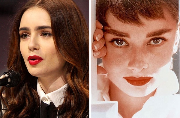 8. Лили Коллинз и Одри Хепберн