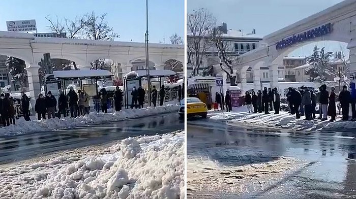 Avcılar'da Ucuz Ekmek Alabilmek İçin Halk Ekmek Kuyruğuna Giren Vatandaşların Oluşturduğu Uzun Kuyruk