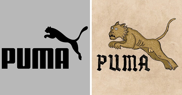 Иллюстратор воссоздал известные логотипы в характерном для Средневековья стиле гротескного искусства (10 картинок)