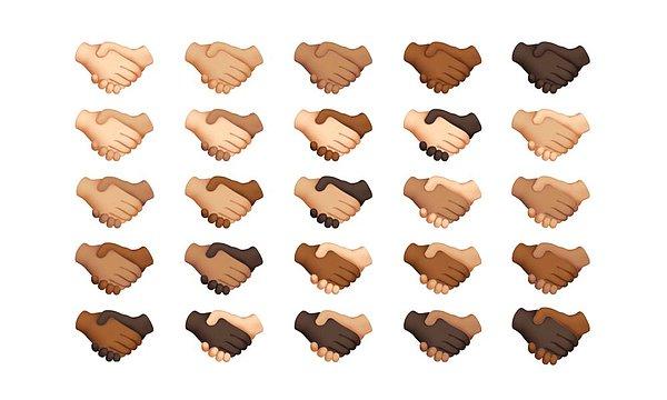 Çok ırklı el sıkışma emojileri