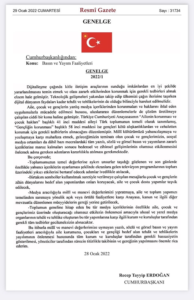 İlgili genelgede şu ifadeler yer aldı: