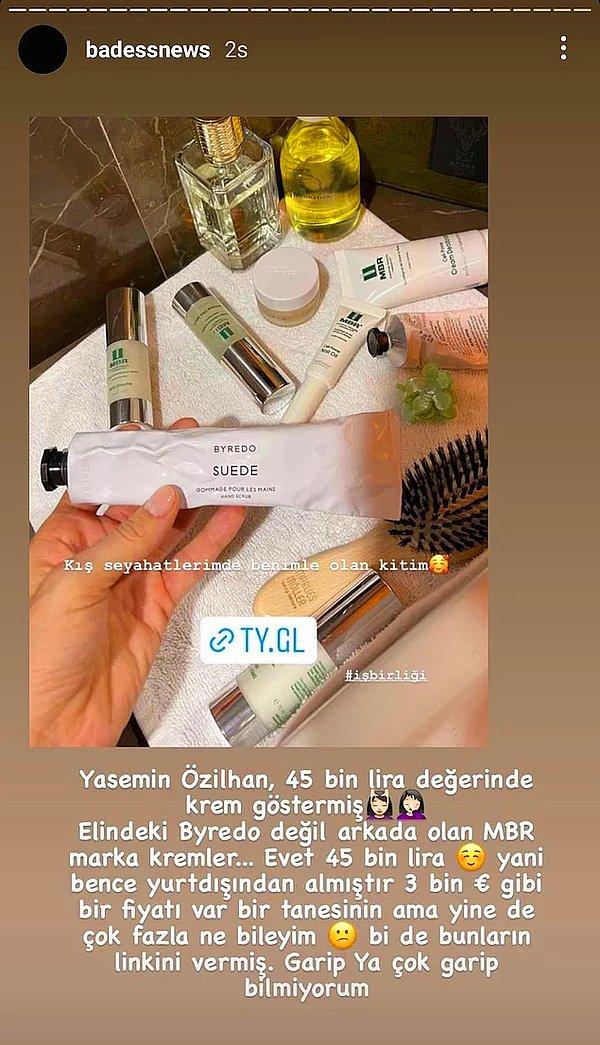 8. Doktorlar'ın Ela'sı Yasemin Özilhan'ın Instagram'da ürün tanıtımı yaptığı sırada ekrana yansıyan başka bir krem fiyatıyla dudak uçuklattı.