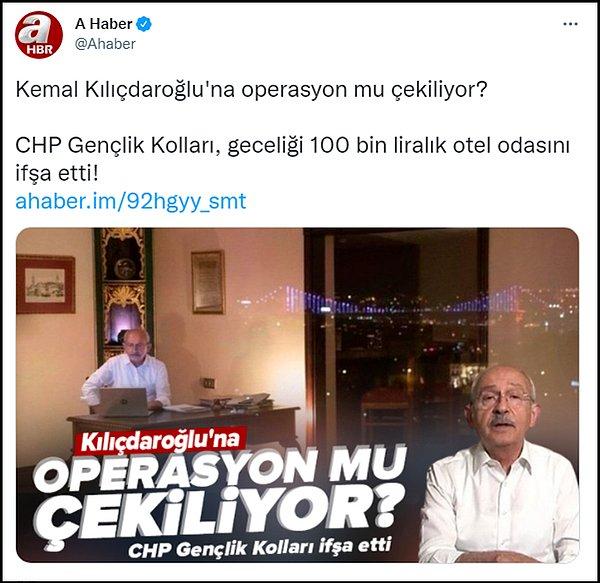 Ayrıca, CHP liderinin otel odasındaki fotoğrafını CHP İstanbul Gençlik Kolları'nın paylaştığı belirtilen haberlerde "Kemal Kılıçdaroğlu'na operasyon mu çekiliyor?" diye de soruldu. 👇