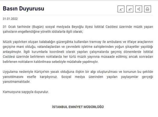 İstanbul Emniyet Müdürlüğü'nün açıklaması için 👇