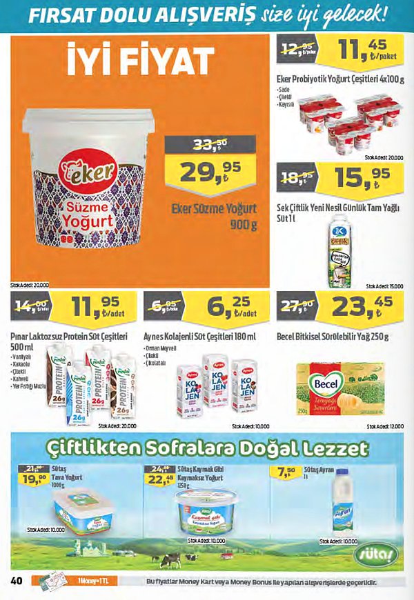 22. Pınar Laktozsuz Protein Süt Çeşitleri 500 ml 11,95 TL.