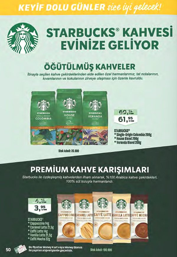 32. Starbucks ürünleri;