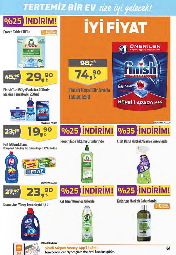 43. Finish Tuz 550 g+Parlatıcı 400 ml+Makine Temizleyici 250 ml 29,90 TL.