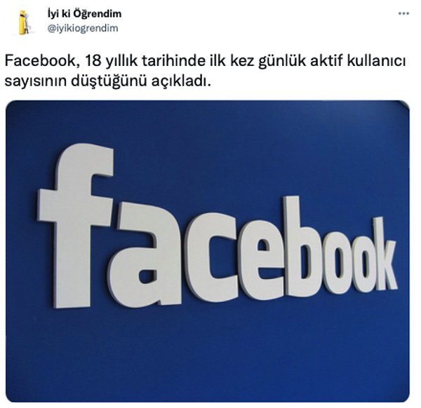 15. Bu bilginin yanında Facebook'un kuruluşunun ardından 18 yıl geçmesine de çok şaşırdım.