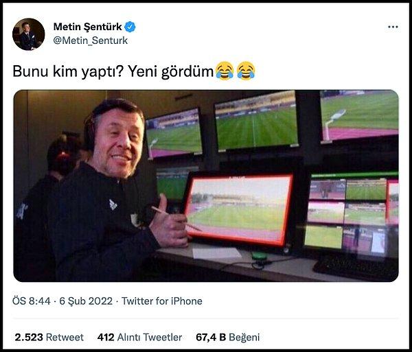 Beşiktaş ile Antalyaspor maçında ise yaptığı paylaşımla kısa süre içerisinde binlerce beğeni aldı Metin Şentürk.