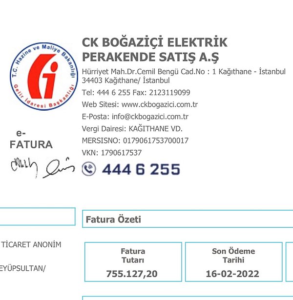 Ocak ayı faturası ise 755 bin 127 TL geldi...