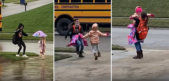 Yağmur Çamur Demeden Her Gün Ablasının Okuldan Dönmesini Büyük Bir Heyecanla Bekleyen Ufaklık