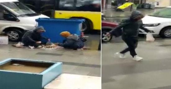 Çöpten Ekmek Topluyormuş Gibi Yaparak Dilenen 2 Kişi, Hilelerini Kaydeden Vatandaşlarla Dalga Geçti
