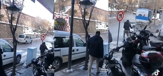 Buz Tutan Kaldırımda Yürüyenleri At Yarışı Sunar Gibi Kaydeden Adamın Sürpriz Sonlu Videosu